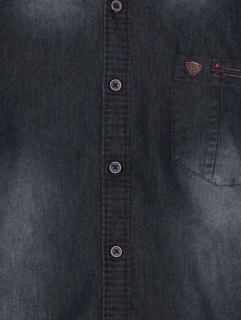 men solid long sleeve regular fit denim shirt - 22453922 -  Standard Image - 5