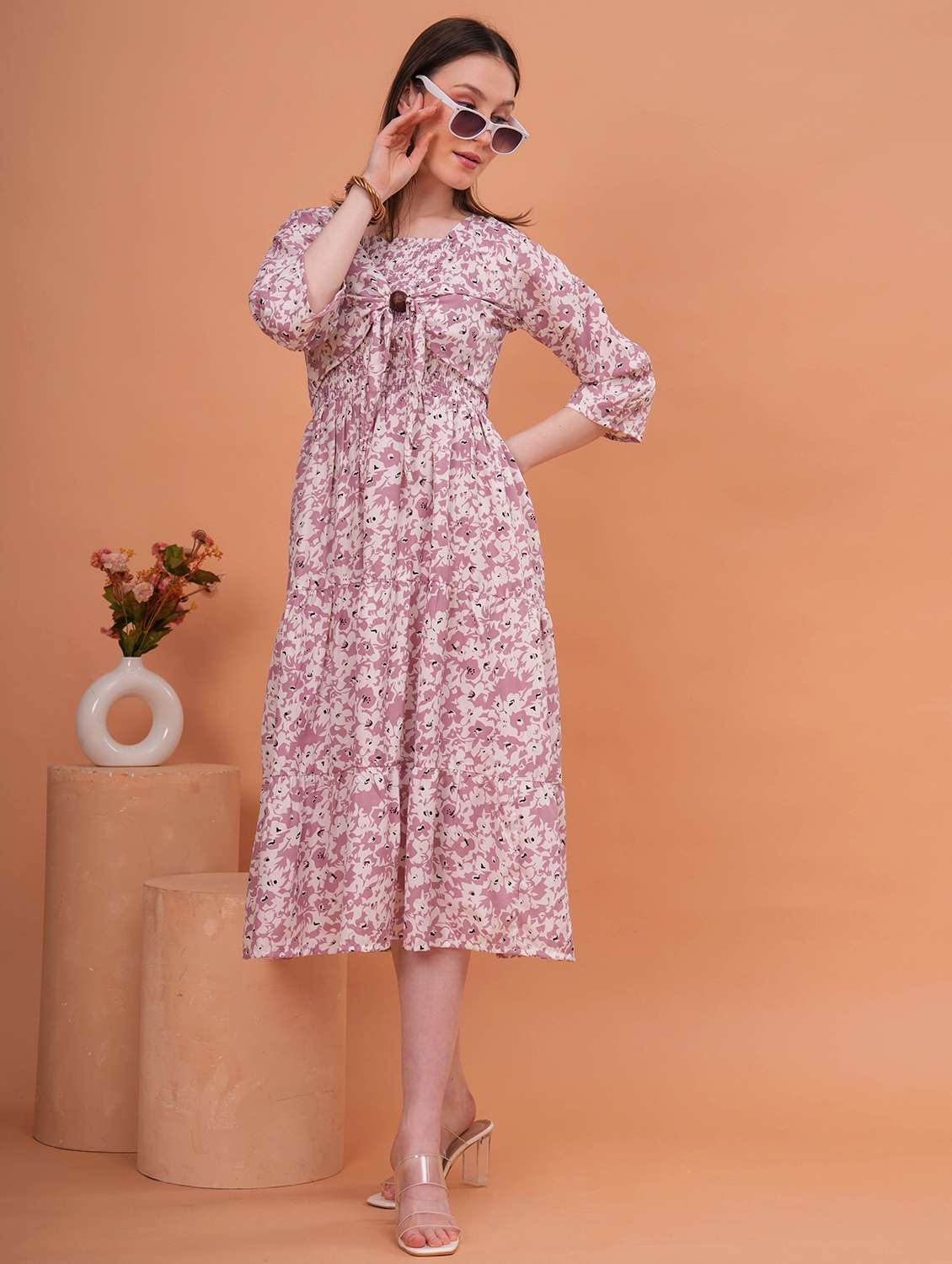 women purple crepe gown dress