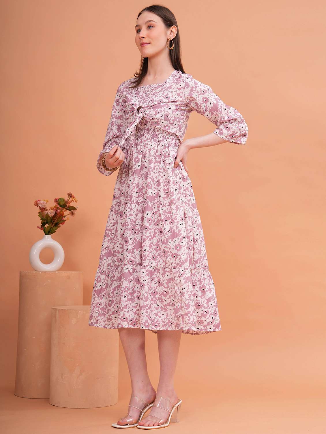 women purple crepe gown dress - 22453931 -  Standard Image - 5
