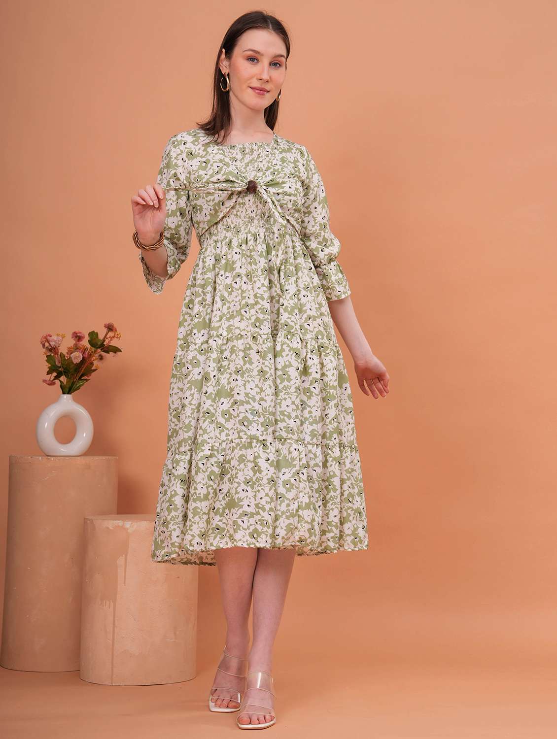 women green crepe gown dress - 22453932 -  Standard Image - 5