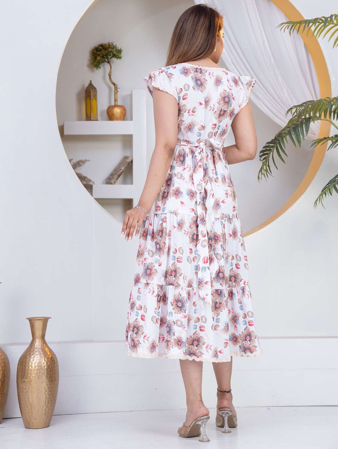 women white crepe gown dress - 22453935 -  Standard Image - 3