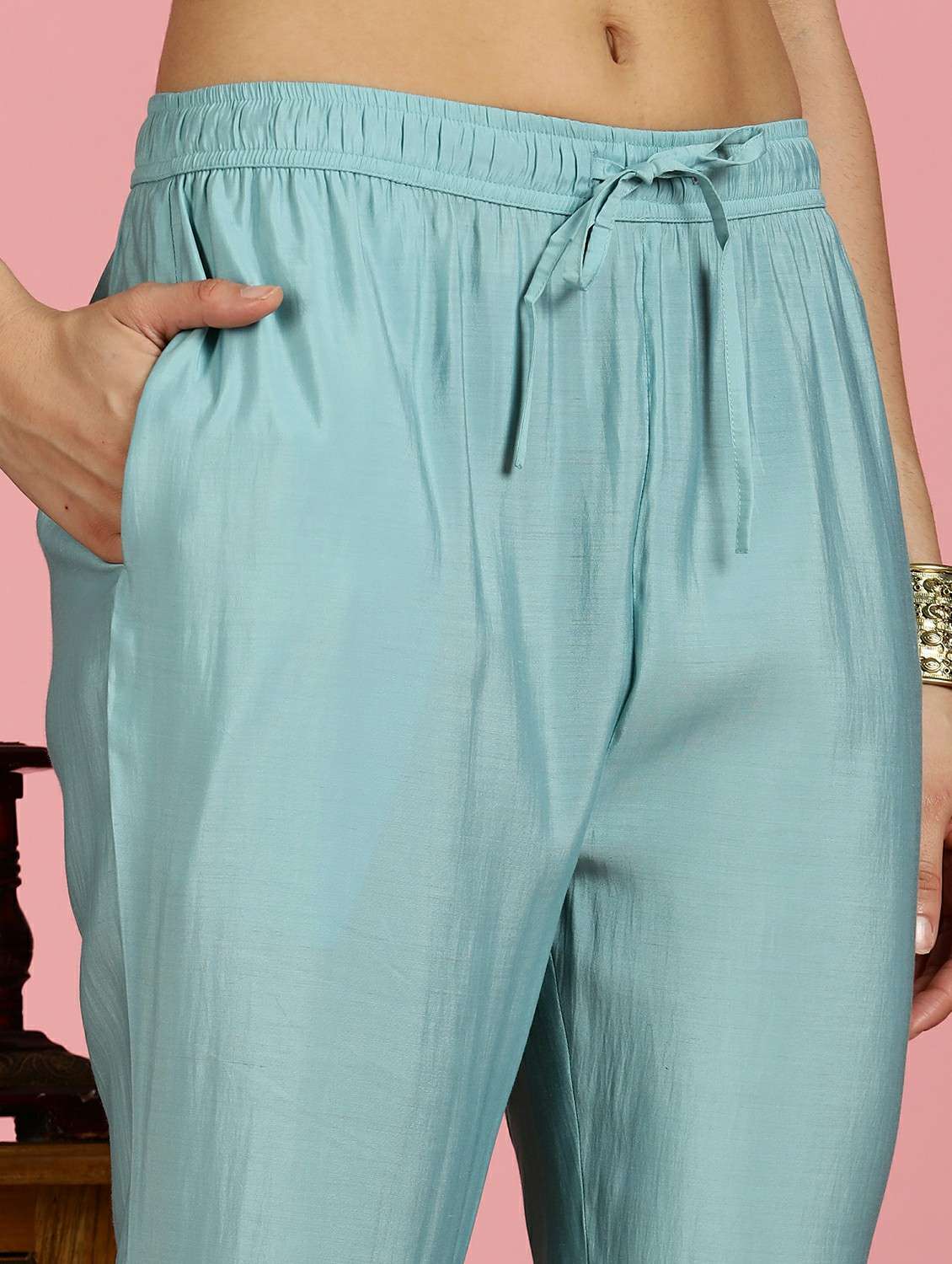 women light blue kurta pant set - 22453938 -  Standard Image - 5