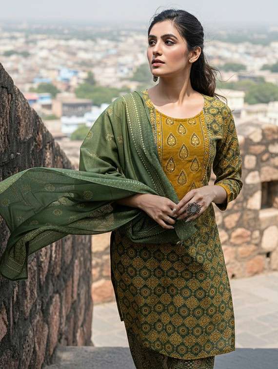 women green suit set - 22453957 -  Standard Image - 3