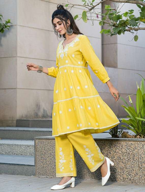 women mustard kurta sharara set - 22453968 -  Standard Image - 3