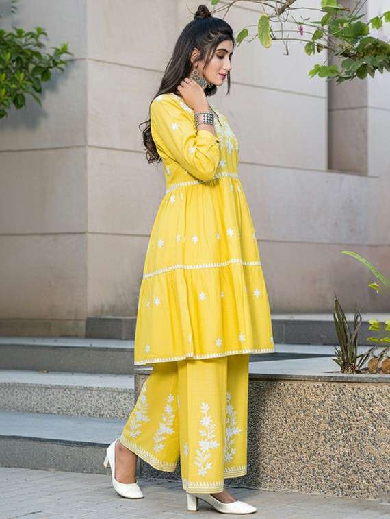 women mustard kurta sharara set - 22453968 -  Standard Image - 5