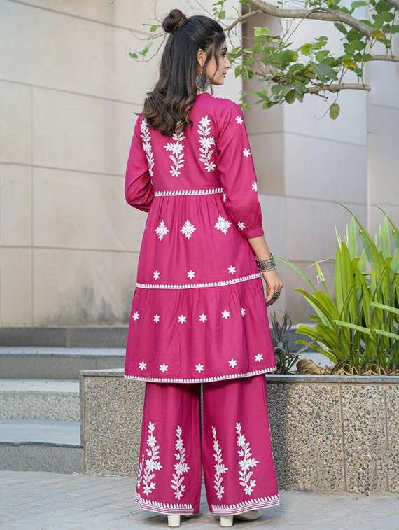 Women Burgundy Kurta Sharara Set - 22453969 -  Standard Image - 3