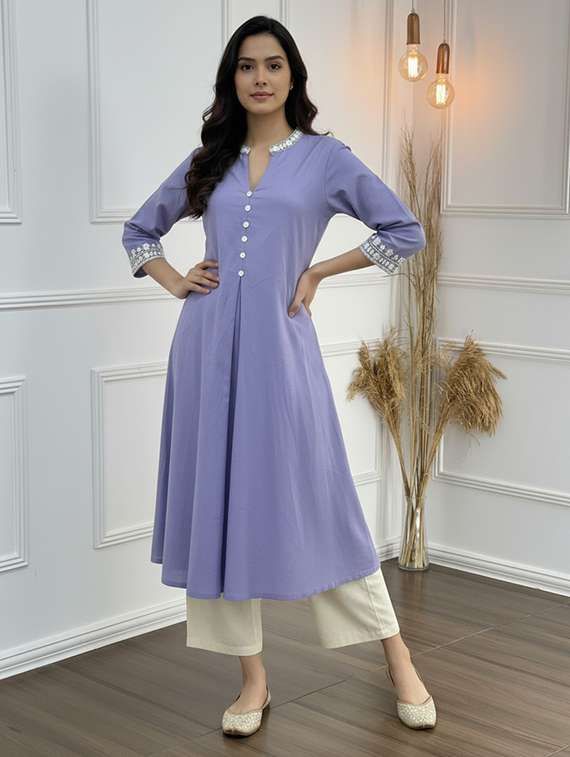 women purple kurta pant set