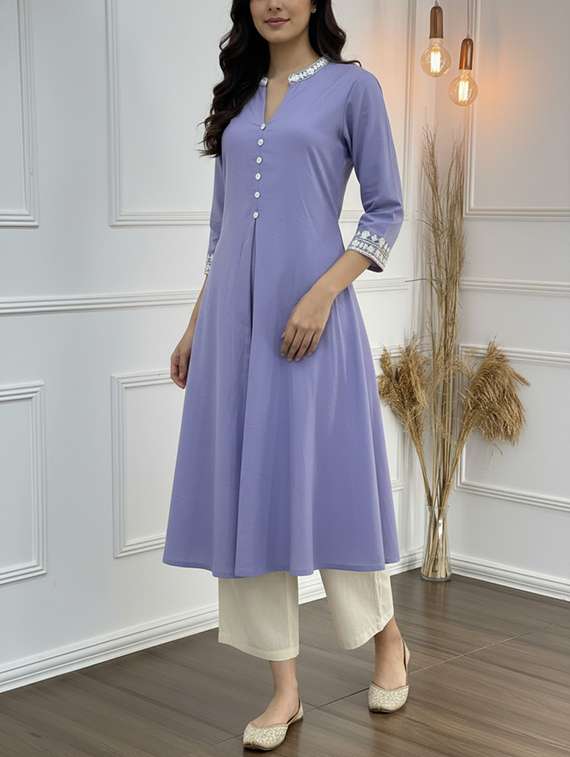 Women Purple Kurta Pant Set - 22453978 -  Standard Image - 5