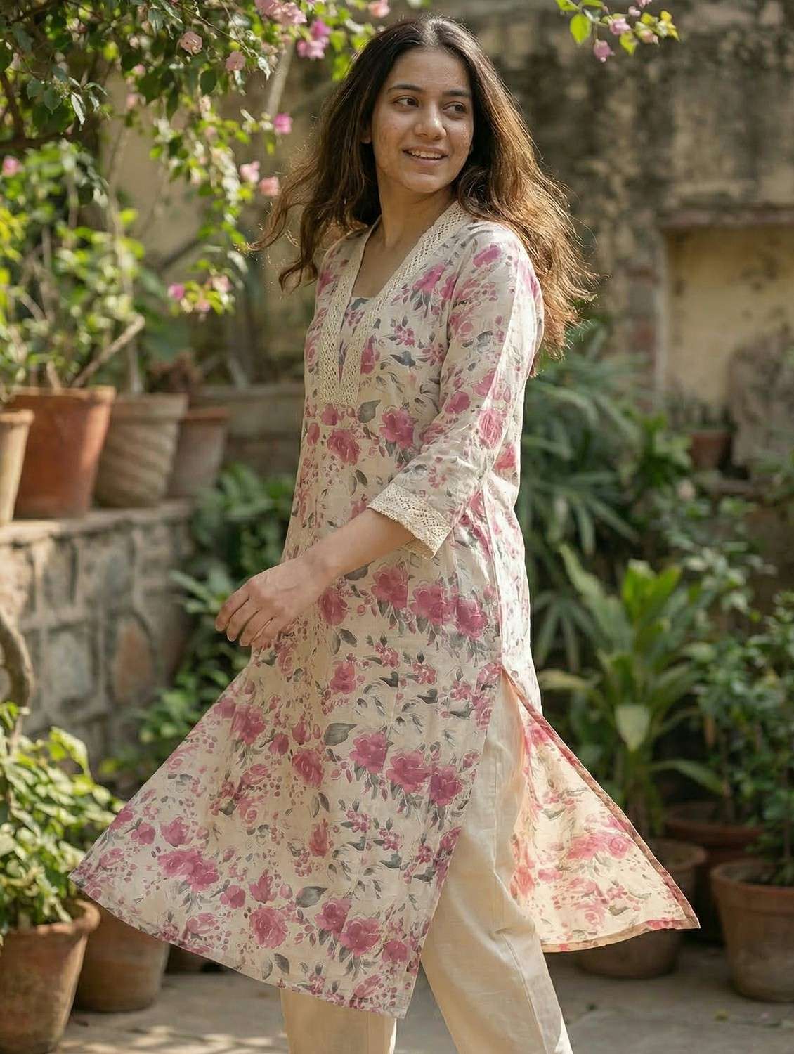 women pink kurta pant set - 22453983 -  Standard Image - 5