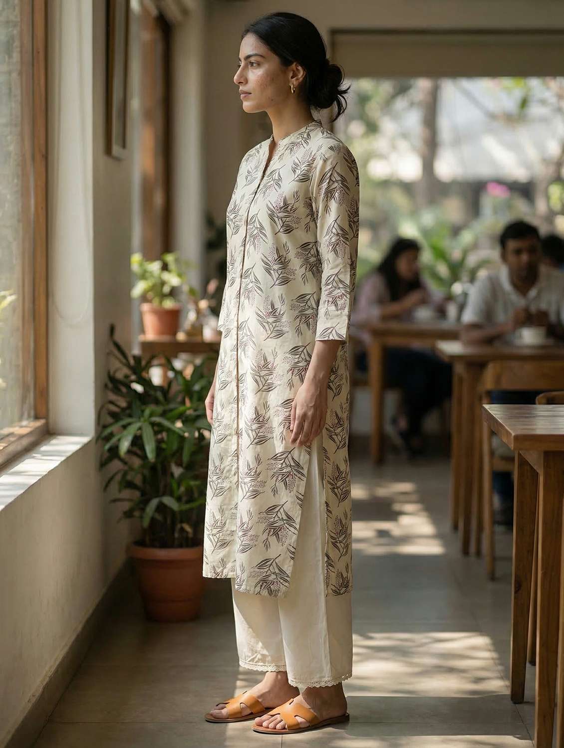women olive kurta pant set - 22453993 -  Standard Image - 3