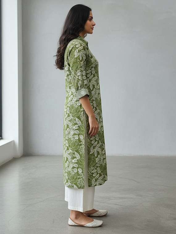women green kurta pant set - 22453998 -  Standard Image - 3