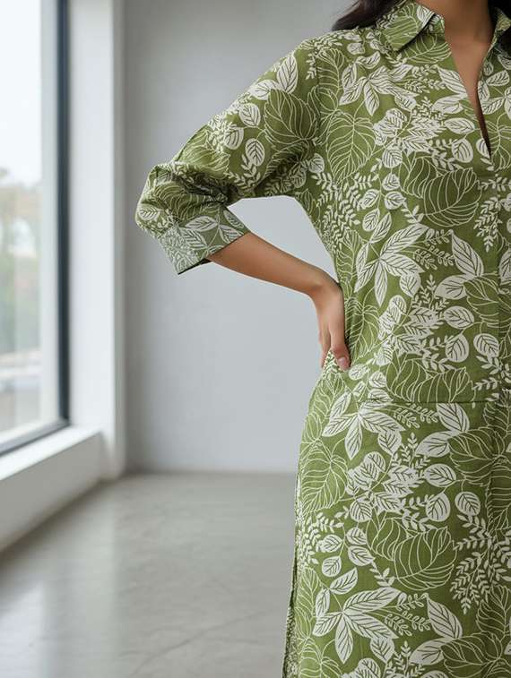 women green kurta pant set - 22453998 -  Standard Image - 5