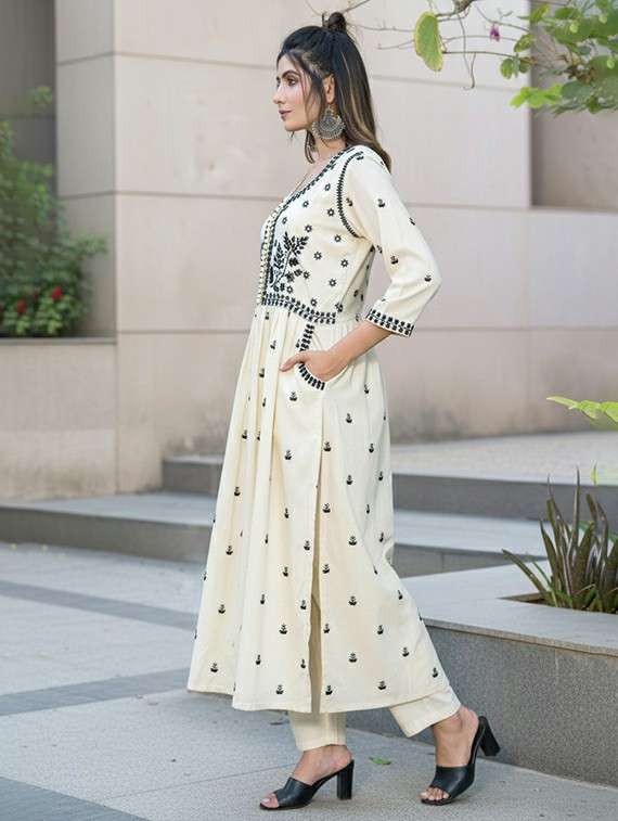 women beige beige kurta pant set - 22454000 -  Standard Image - 3