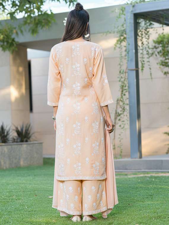 women peach suit set - 22454002 -  Standard Image - 3