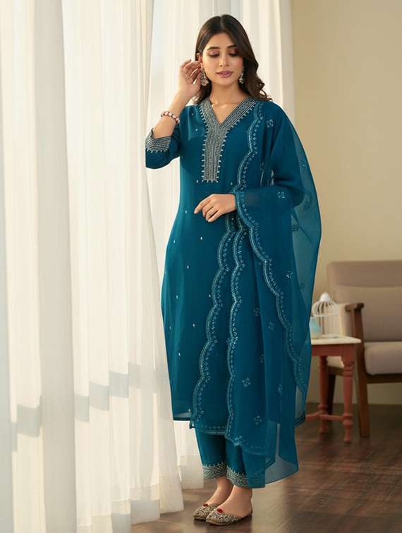 women teal suit set