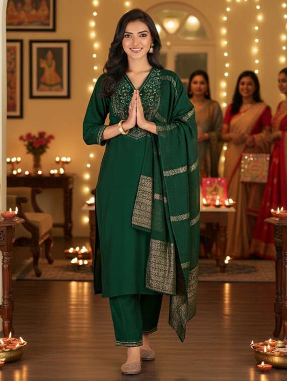 women green suit set - 22454017 -  Standard Image - 3