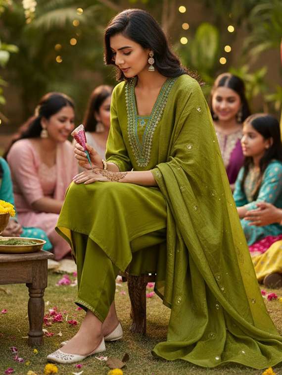 women green suit set - 22454024 -  Standard Image - 5