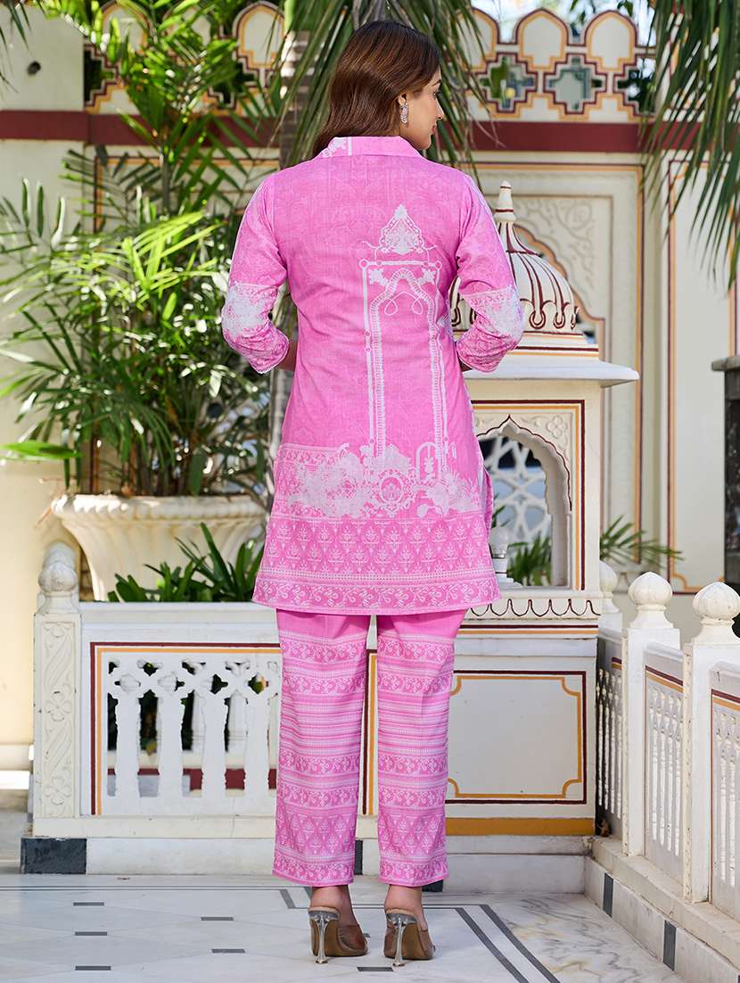 women printed three quarter sleeve ethnic co-ord set - 22454074 -  Standard Image - 3