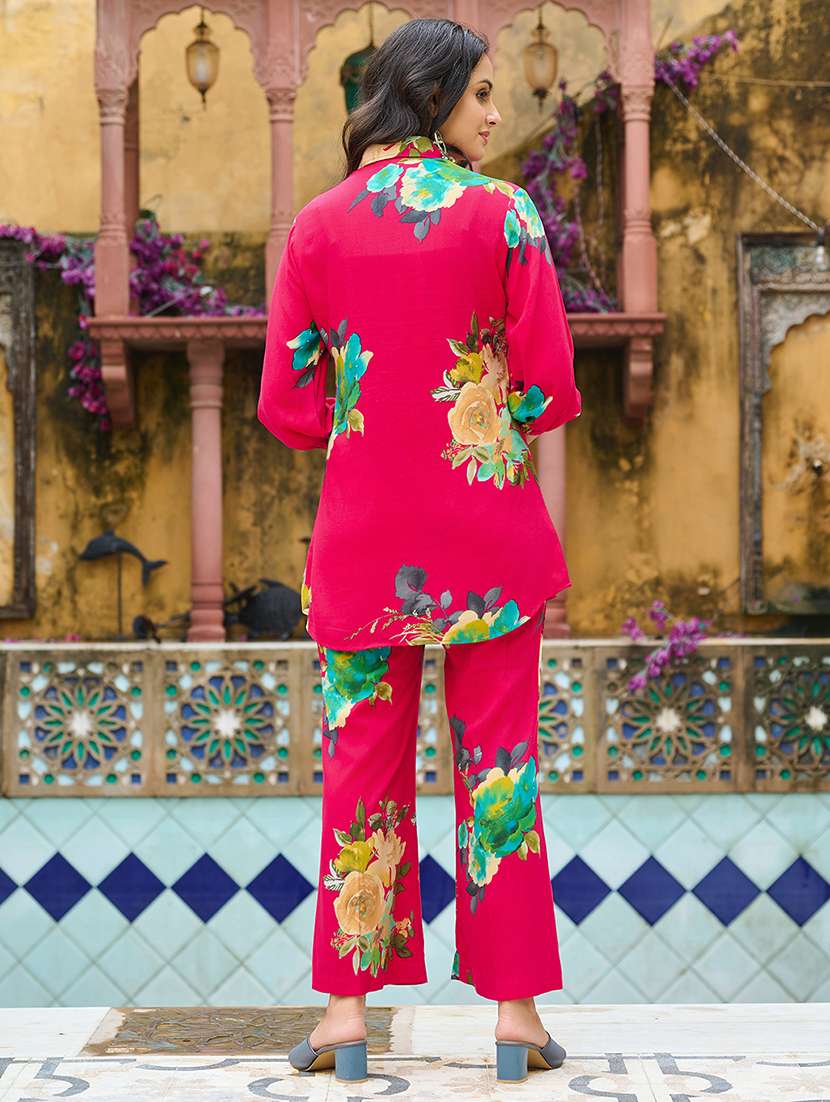 women printed three quarter sleeve ethnic co-ord set - 22454086 -  Standard Image - 3