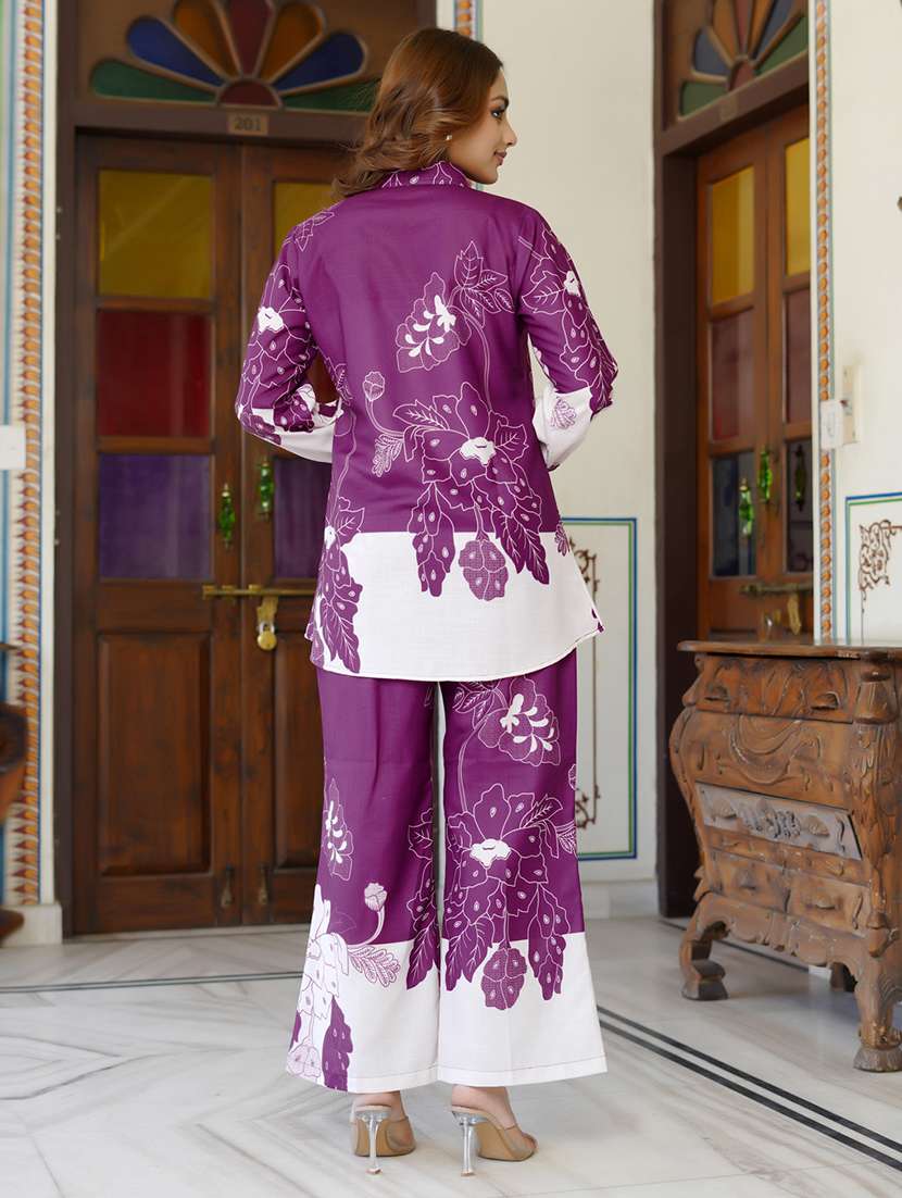 women printed long sleeve ethnic co-ord set - 22454096 -  Standard Image - 3