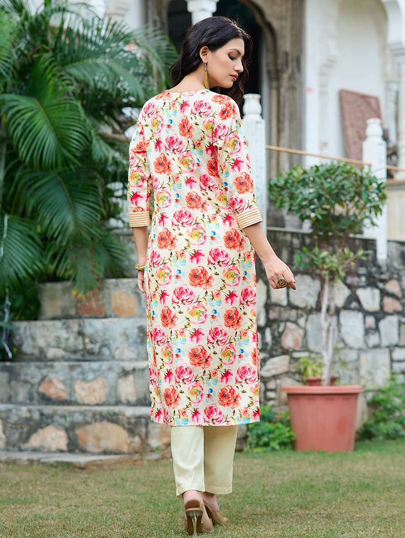 women printed three quarter sleeve kurta pant with dupatta set - 22454134 -  Standard Image - 3