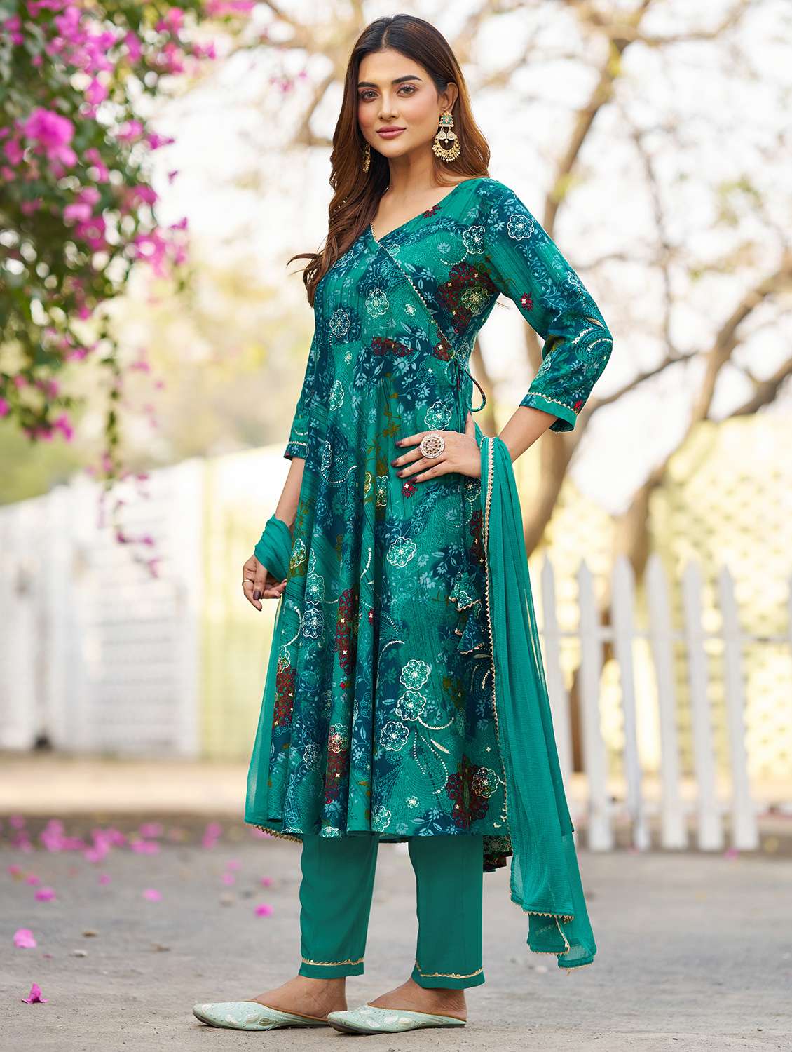 women printed three quarter sleeve kurta pant with dupatta set - 22454164 -  Standard Image - 3