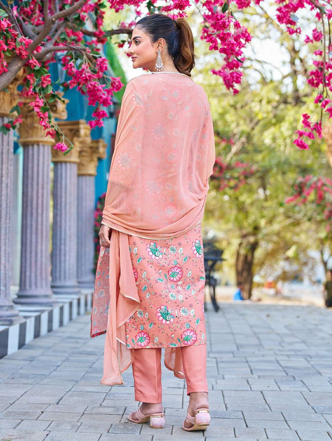 Women Floral Three Quarter Sleeve Kurta Pant With Dupatta Set - 22454224 -  Standard Image - 3