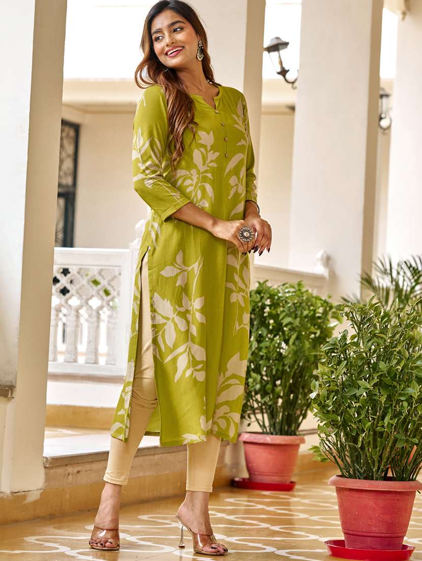 women printed three quarter sleeve kurta legging set - 22454298 -  Standard Image - 3