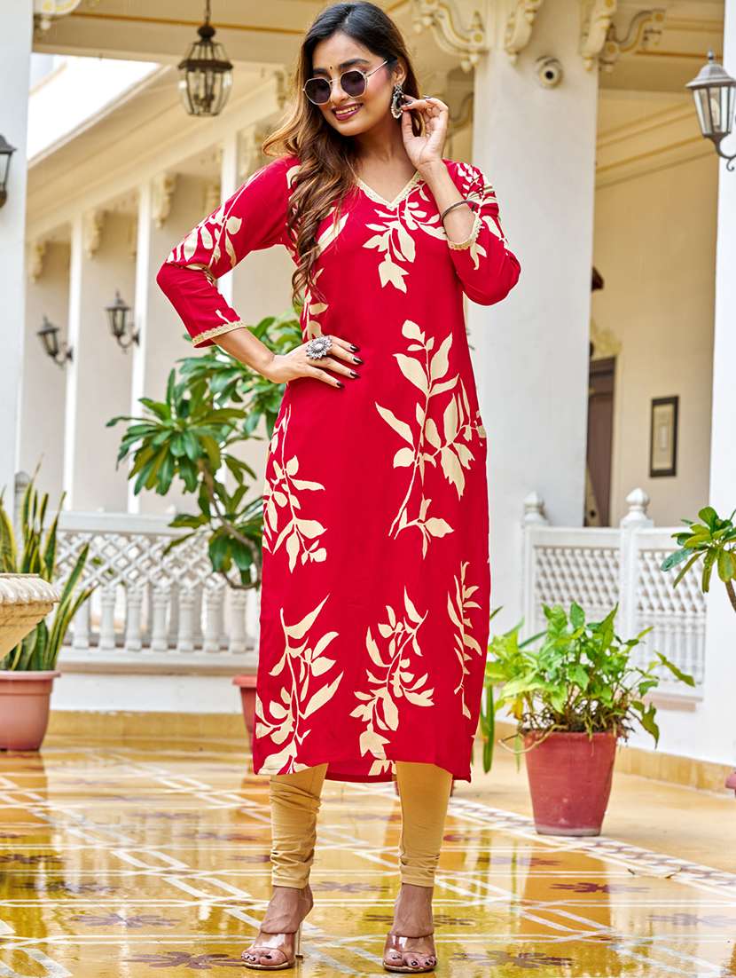 women printed three quarter sleeve kurta legging set - 22454299 -  Standard Image - 5