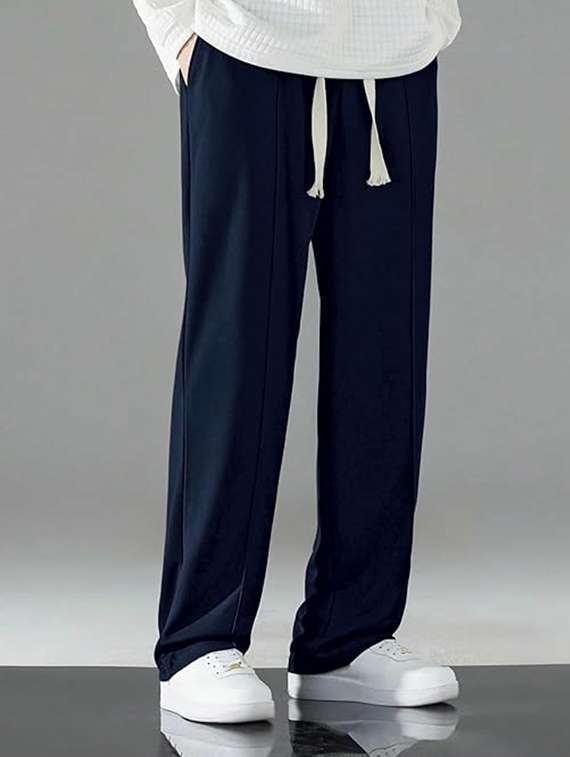 men solid mid rise relaxed fit track pant
