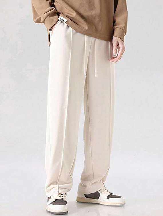 men solid mid rise relaxed fit track pant