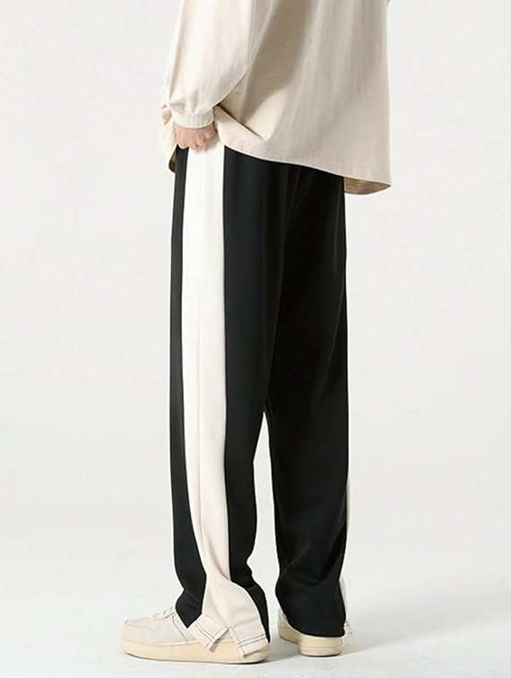 men black lycra blend  full length track pant - 22454368 -  Standard Image - 3