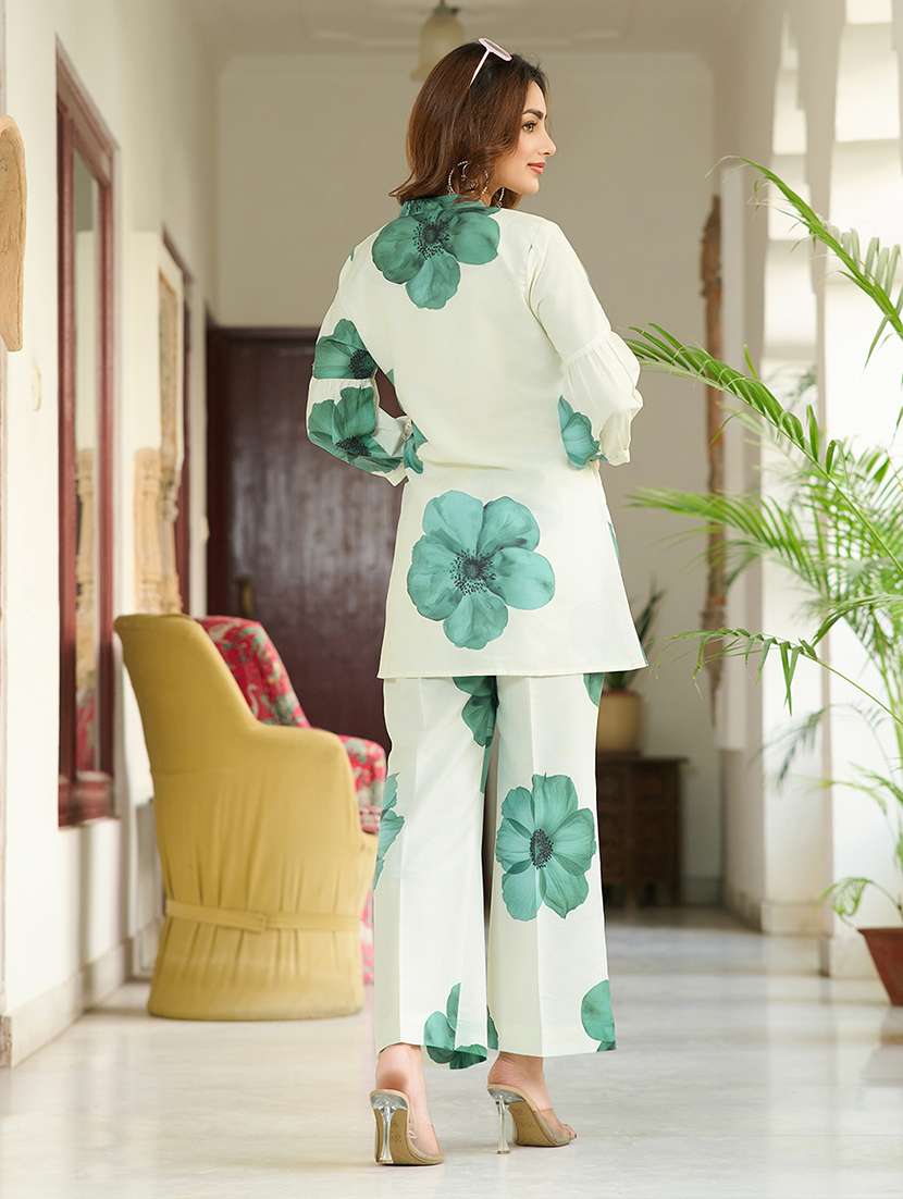 women printed three quarter sleeve ethnic co-ord set - 22454381 -  Standard Image - 3