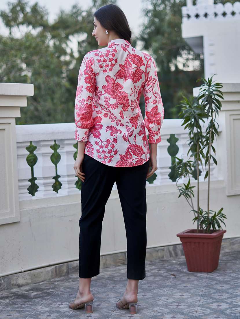women printed three quarter sleeve shirt & trouser co-ord set - 22454400 -  Standard Image - 3