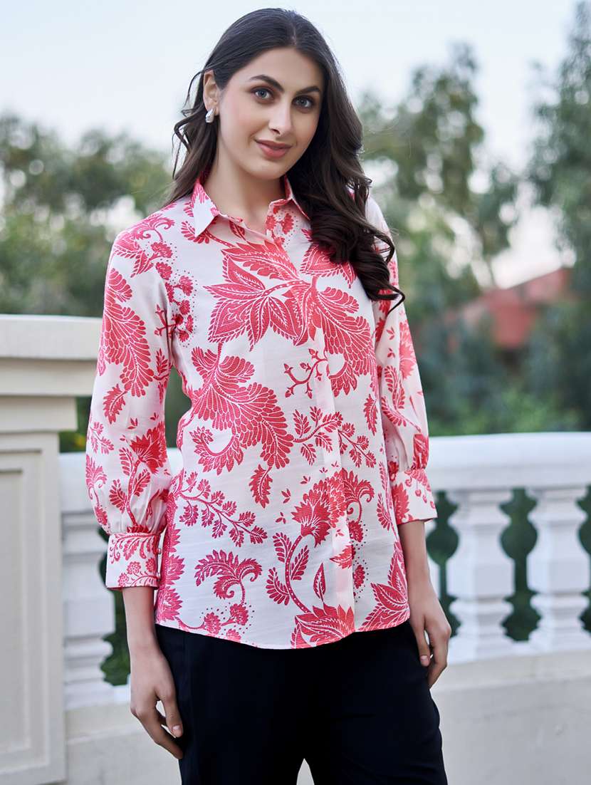 women printed three quarter sleeve shirt & trouser co-ord set - 22454400 -  Standard Image - 5