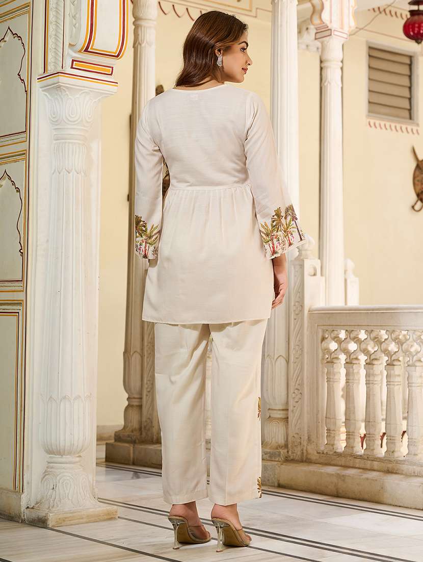 women printed three quarter sleeve ethnic co-ord set - 22454413 -  Standard Image - 3