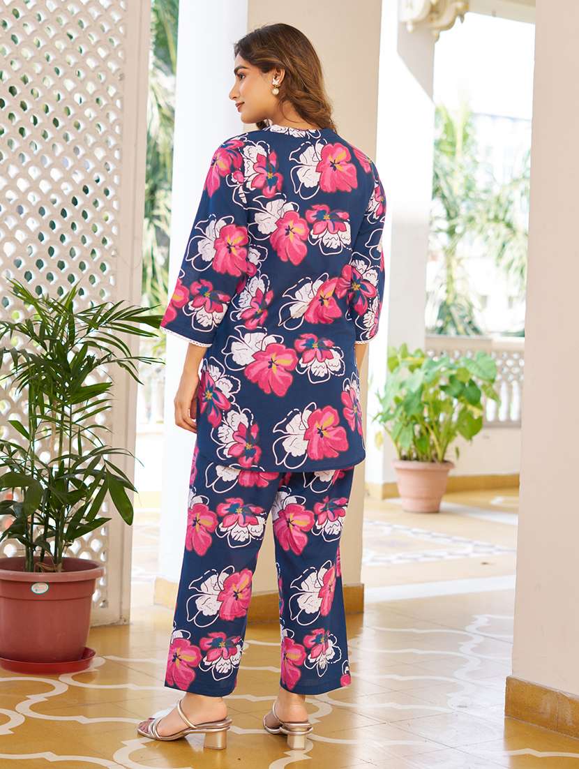 women printed three quarter sleeve ethnic co-ord set - 22454436 -  Standard Image - 3