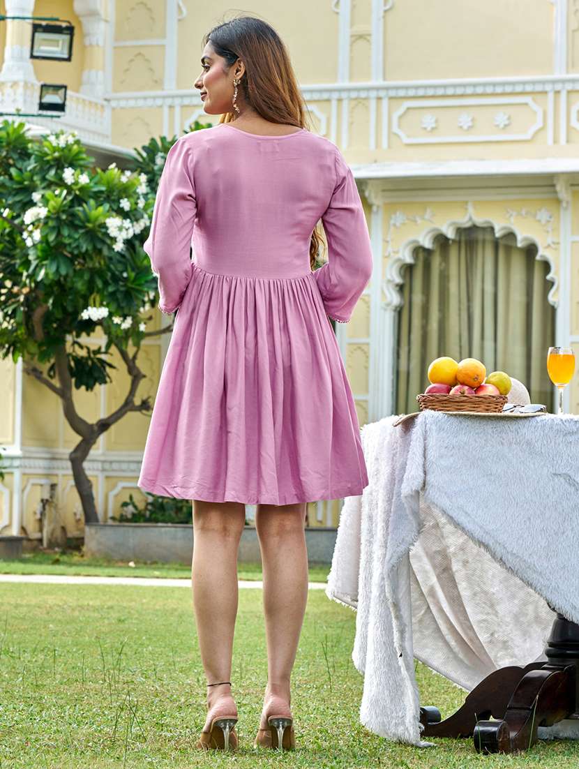 women pink viscose a-line dress - 22454441 -  Standard Image - 3