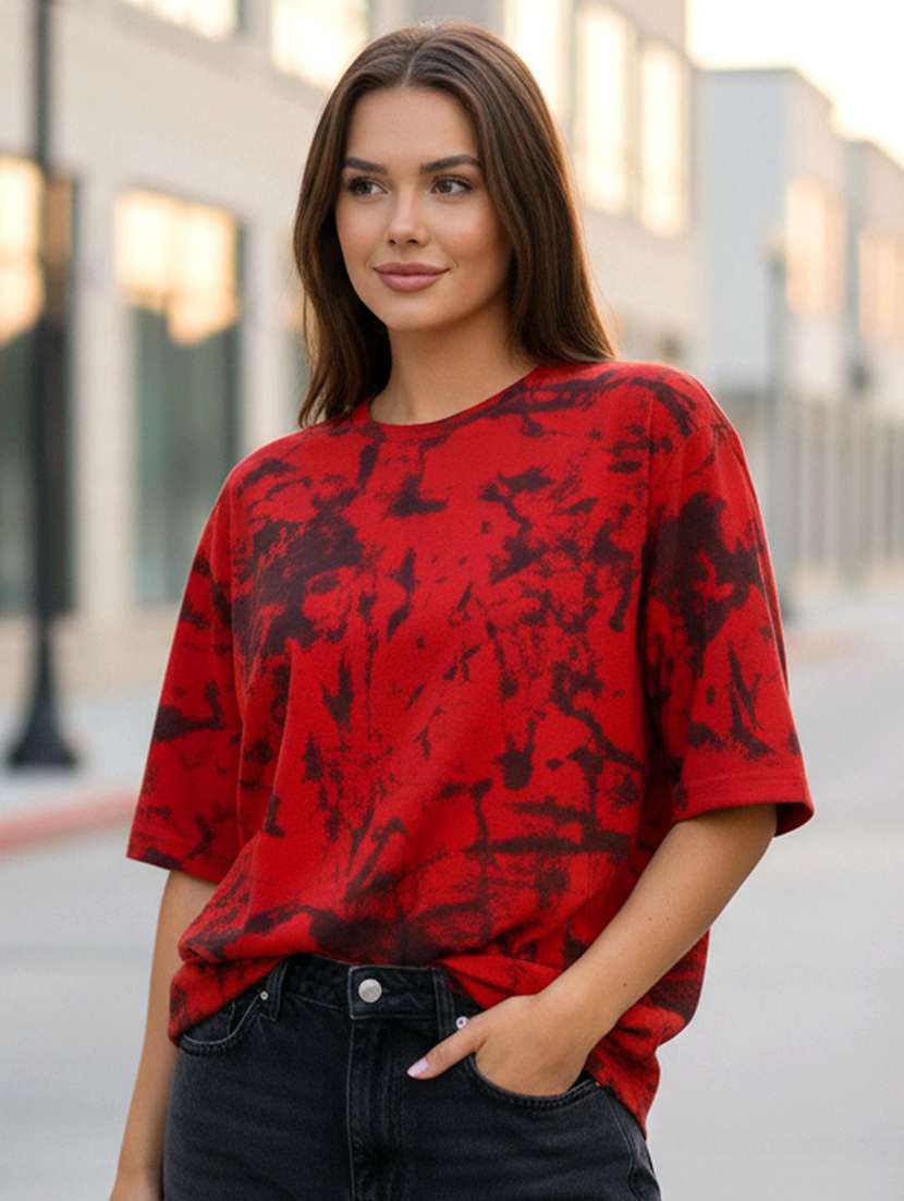 women printed short sleeve oversized t-shirt
