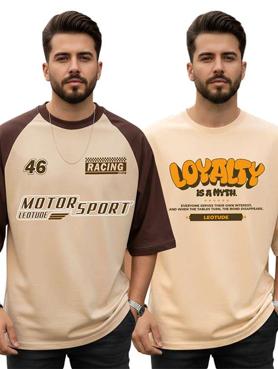pack of 2 men printed round neck polyester multicolor t-shirt