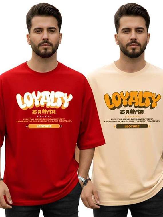 pack of 2 men printed round neck polyester multicolor t-shirt