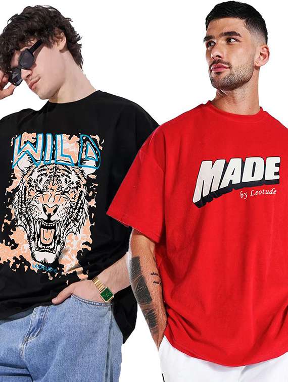 pack of 2 men printed round neck polyester multicolor t-shirt