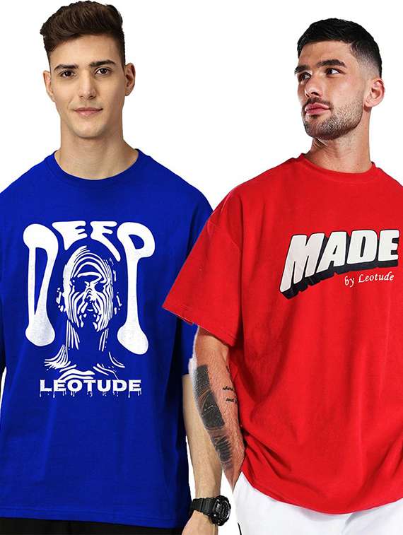 men pack of 2 printed short sleeve t-shirt 