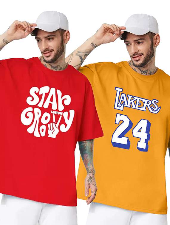 men pack of 2 printed short sleeve t-shirt 