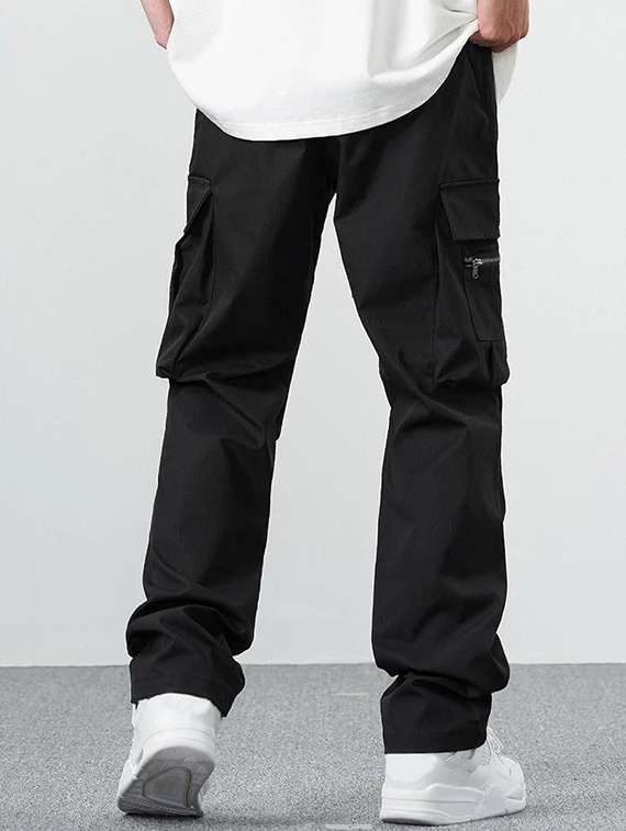 men solid high rise regular fit cargo  - 22455515 -  Standard Image - 3