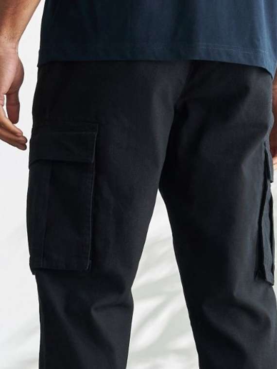 men solid high rise regular fit cargo  - 22455516 -  Standard Image - 3