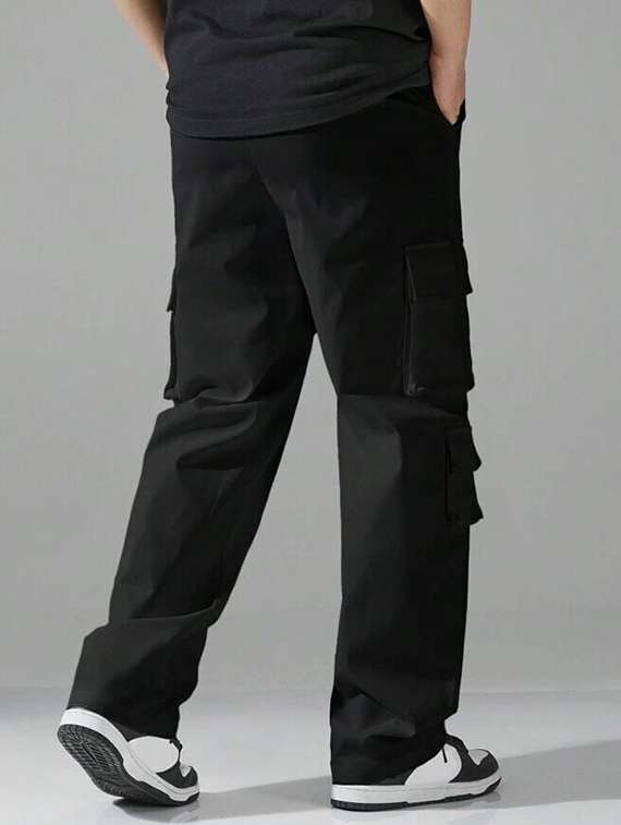 men solid high rise regular fit cargo  - 22455519 -  Standard Image - 3