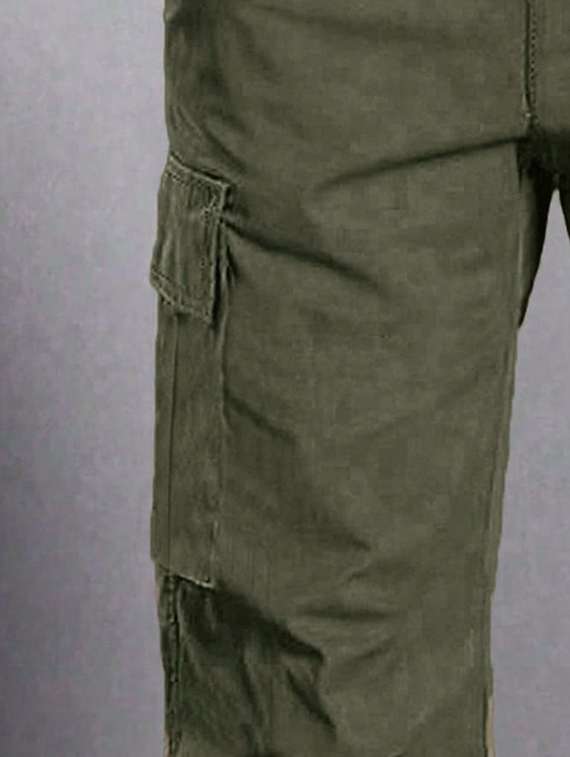 men solid high rise regular fit cargo - 22455526 -  Standard Image - 3