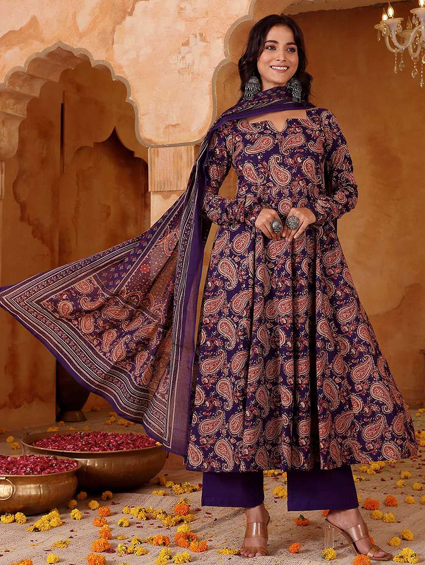 women purple rayon flared kurta - 22455534 -  Standard Image - 3