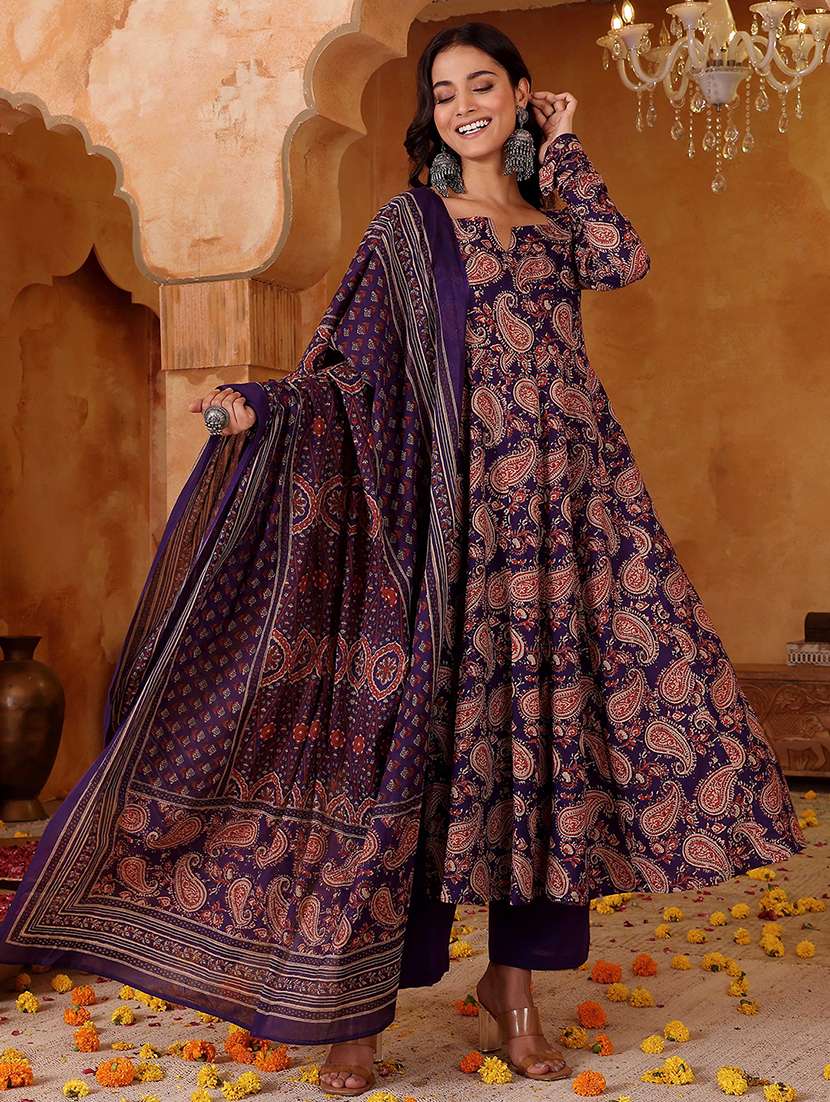 women purple rayon flared kurta - 22455534 -  Standard Image - 5